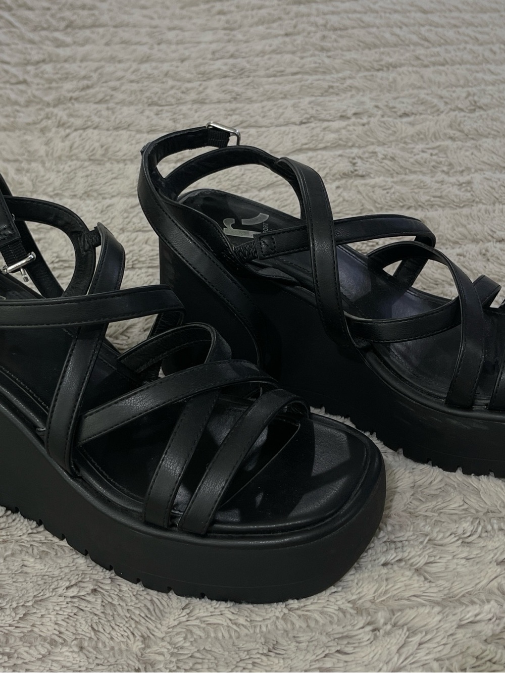 Report Black Strappy Platform Sandals